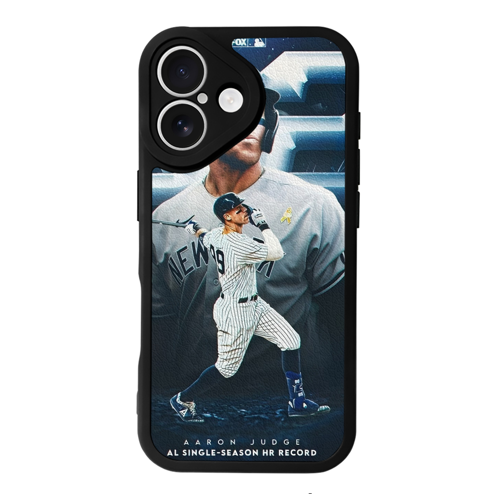 Aaron Judge AL Single Season 62  Home Run Record IPhone 16 Silicone Leather Case – UV Print, Lambskin Texture – Perfect Fit, Wireless Charging Compatible, Scratch Resistant, Precise Cutouts – Stylish Protection For IPhone 16